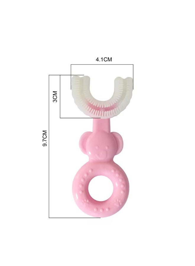 Children's toothbrush, U-shaped toothbrush, soft silicone bristles, 360° oral hygiene toothbrush, children's toothbrush for ages 2-6 years, 1 piece - (pink) - Image 3